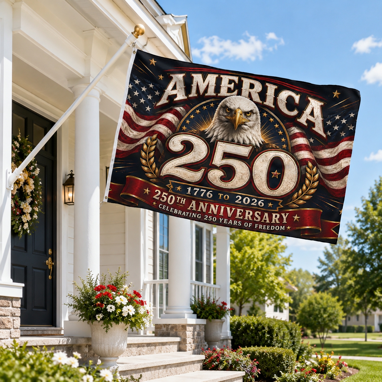 America 250th Anniversary Eagle Flag – 1776–2026 Patriotic Double-Sided Banner