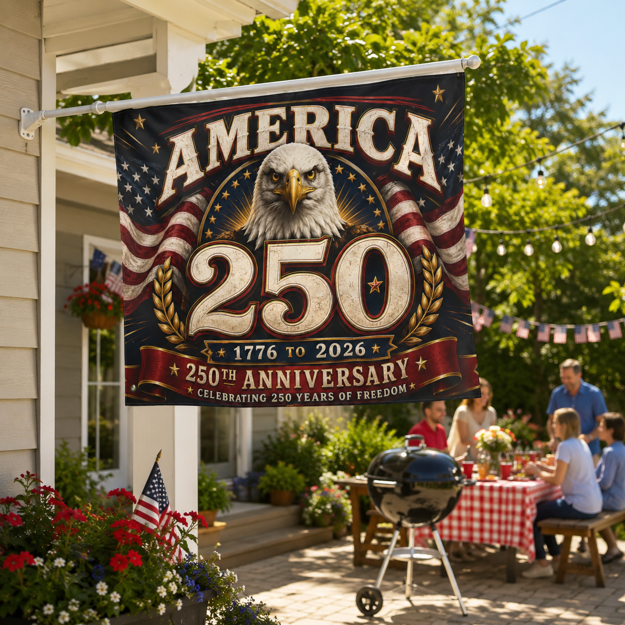 America 250th Anniversary Eagle Flag – 1776–2026 Patriotic Double-Sided Banner