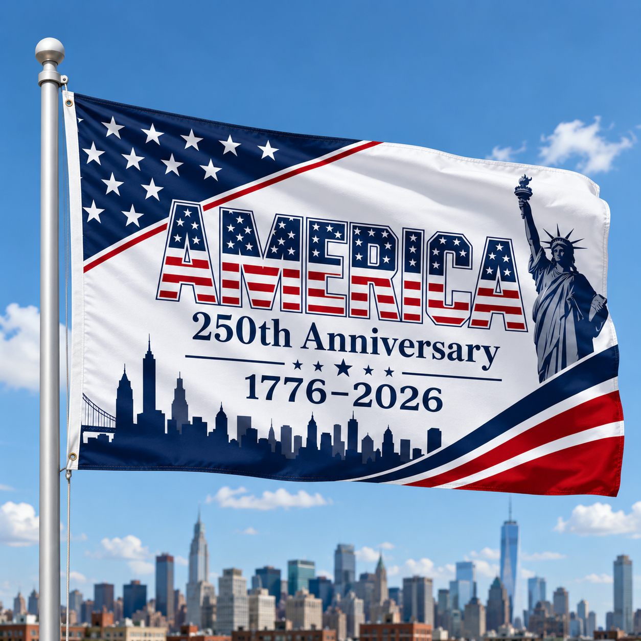 America 250th Anniversary Flag – 1776–2026 Double-Sided Patriotic Banner