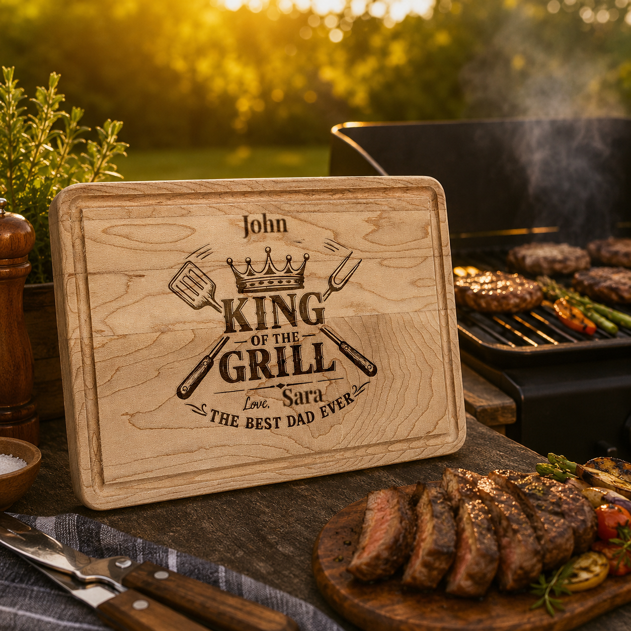 Custom Dad Grilling Cutting Board Father's Day Gift
