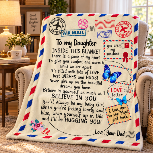 To My Daughter From Dad -  Love Letter Plush Blanket