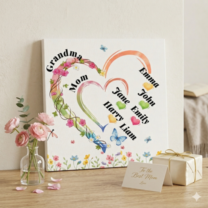 Grandma Personalized Grandma  Mom Canvas Gift with Children Names