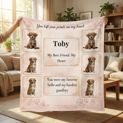 Personalized Dog Memory Blanket- 6 Photo Pet Loss Gift