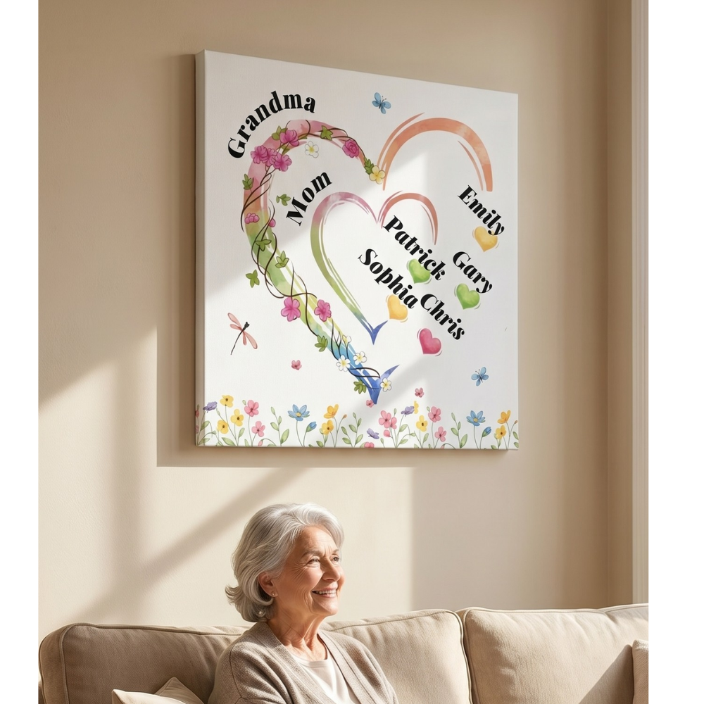 Grandma Personalized Grandma  Mom Canvas Gift with Children Names