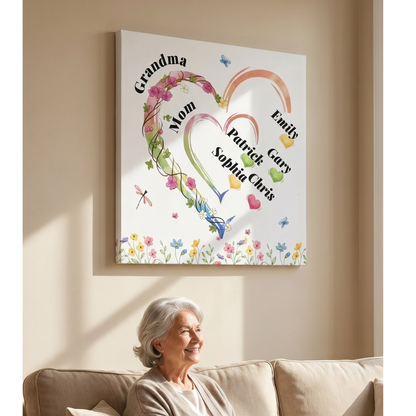 Grandma Personalized Grandma  Mom Canvas Gift with Children Names