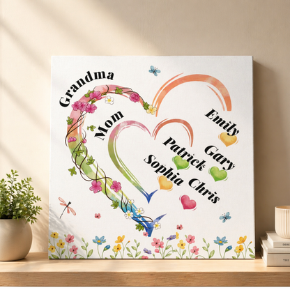 Grandma Personalized Grandma  Mom Canvas Gift with Children Names