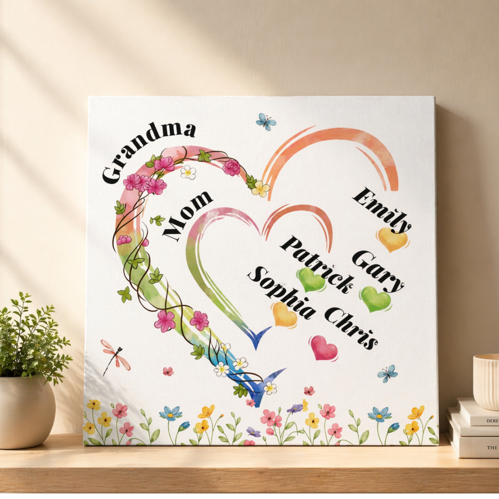 Grandma Personalized Grandma  Mom Canvas Gift with Children Names