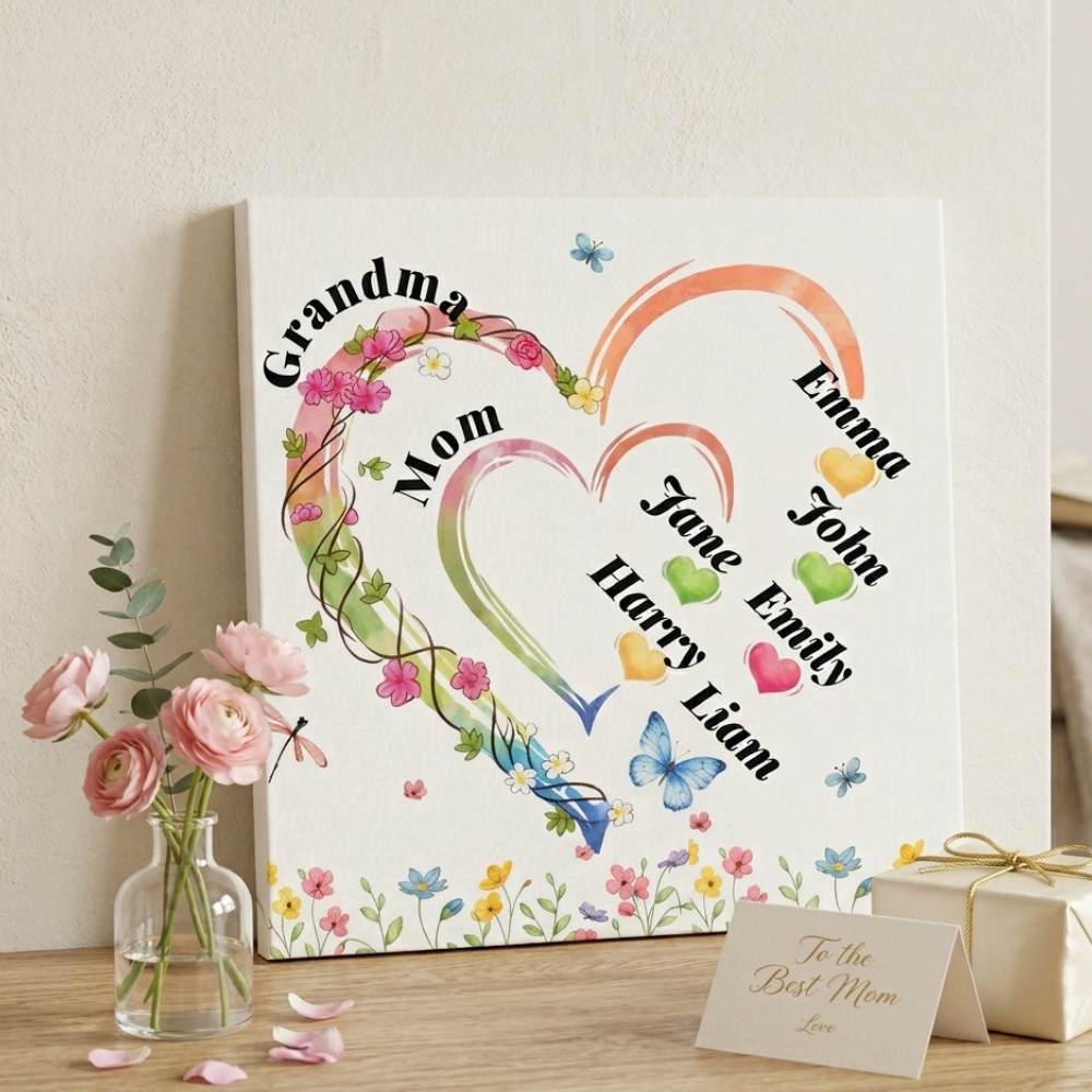 Grandma Personalized Grandma  Mom Canvas Gift with Children Names