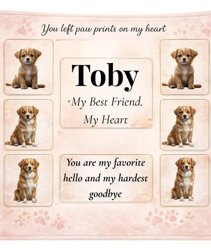 Personalized Dog Memory Blanket- 6 Photo Pet Loss Gift