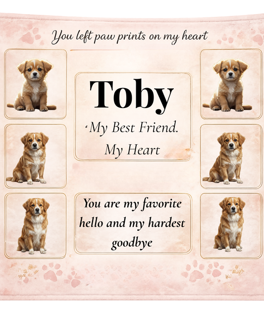 Personalized Dog Memory Blanket- 6 Photo Pet Loss Gift