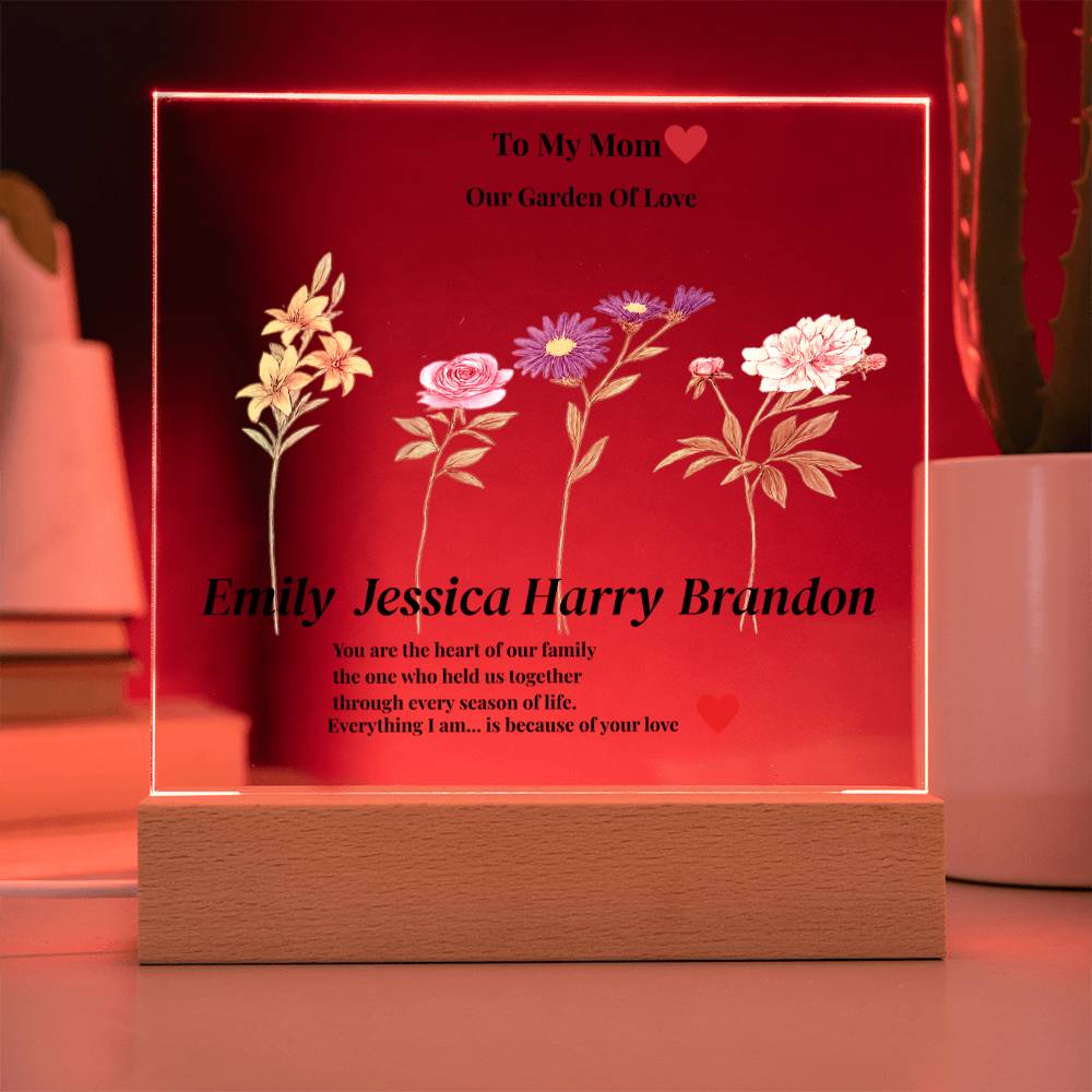 Personalized Mom’s Garden Acrylic Plaque with Children Names
