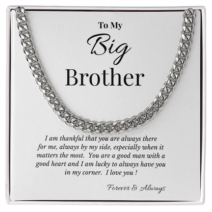 To My Big Brother Necklace- A Gift He'll Never Forget