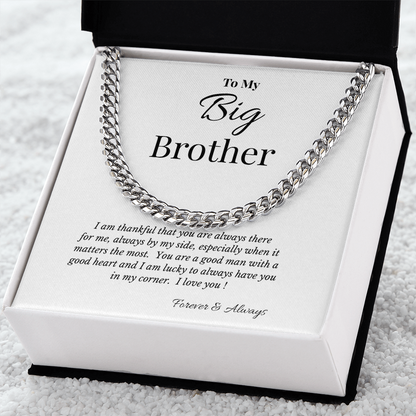 To My Big Brother Necklace- A Gift He'll Never Forget