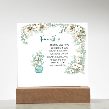 Friendship Acrylic Plaque-Gift For Friend- Valentine's Day Gift