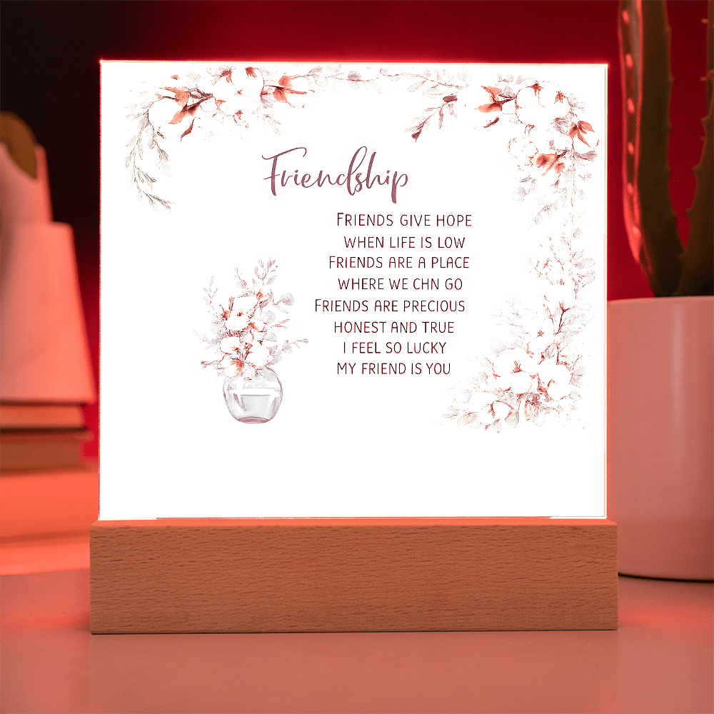 Friendship Acrylic Plaque-Gift For Friend- Valentine's Day Gift