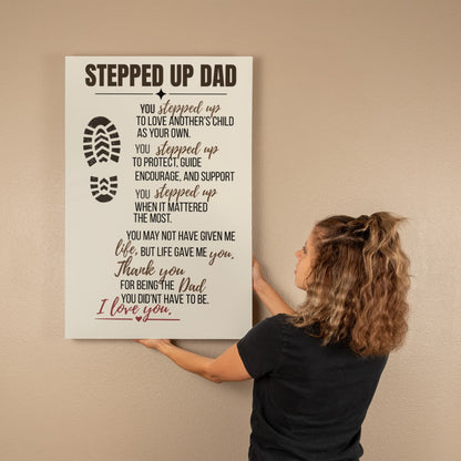 Stepped Up Dad Rustic Canvas With Heartfelt Message