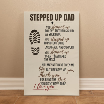 Stepped Up Dad Rustic Canvas With Heartfelt Message