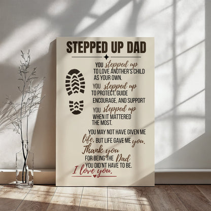 Stepped Up Dad Rustic Canvas With Heartfelt Message