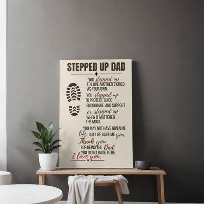 Stepped Up Dad Rustic Canvas With Heartfelt Message