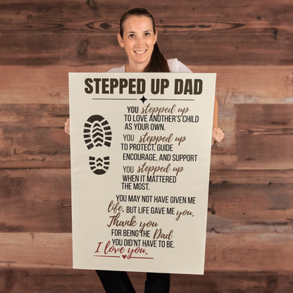 Stepped Up Dad Rustic Canvas With Heartfelt Message