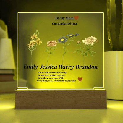 Personalized Mom’s Garden Acrylic Plaque with Children Names