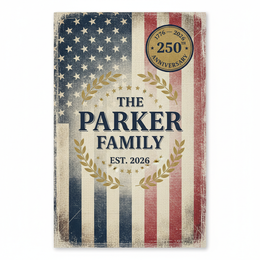 250th Anniversary Personalized Garden Flag - sample artwork