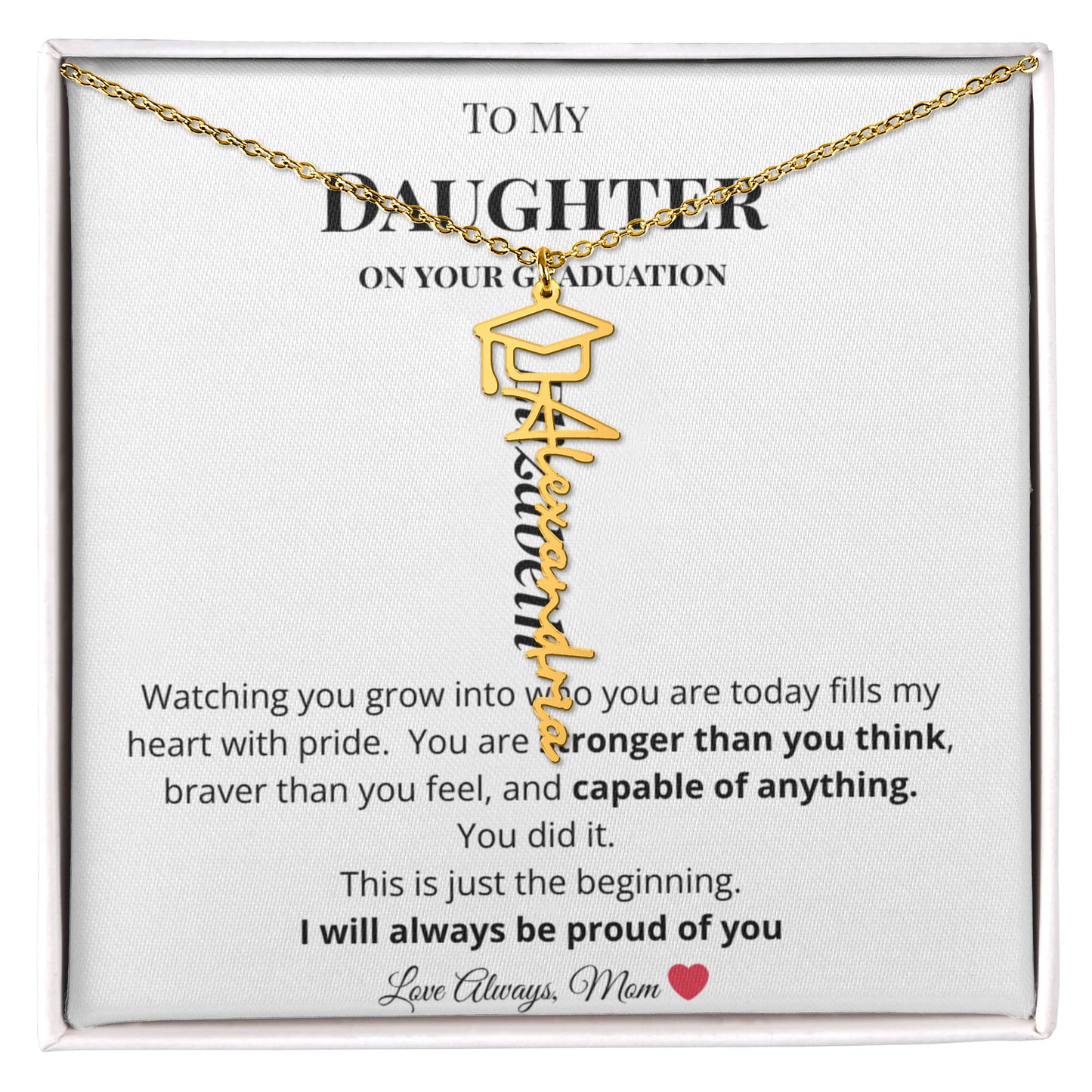 Graduation Cap Name Necklace