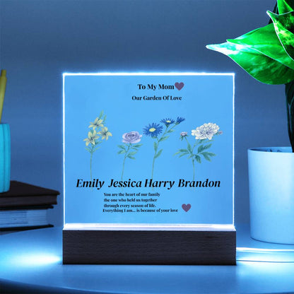 Personalized Mom’s Garden Acrylic Plaque with Children Names