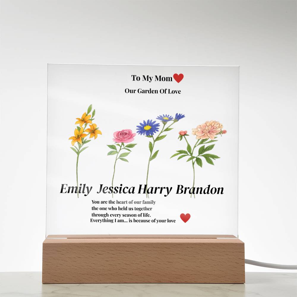 Personalized Mom’s Garden Acrylic Plaque with Children Names