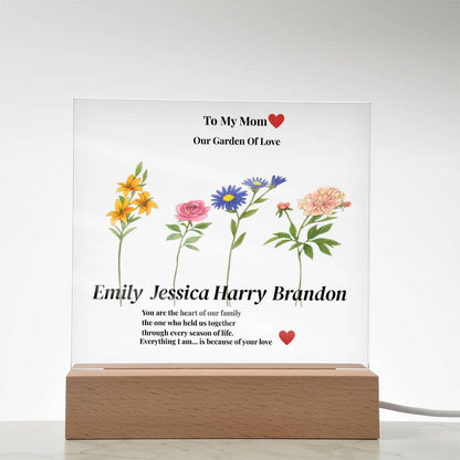 Personalized Mom’s Garden Acrylic Plaque with Children Names