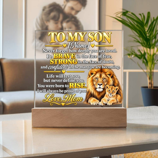To My Son Lion and Cub Inspirational Acrylic Plaque