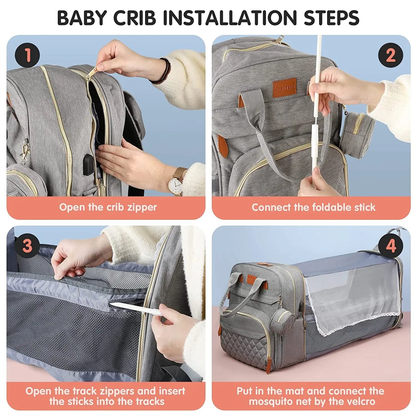 Smart Diaper Bag with Bed