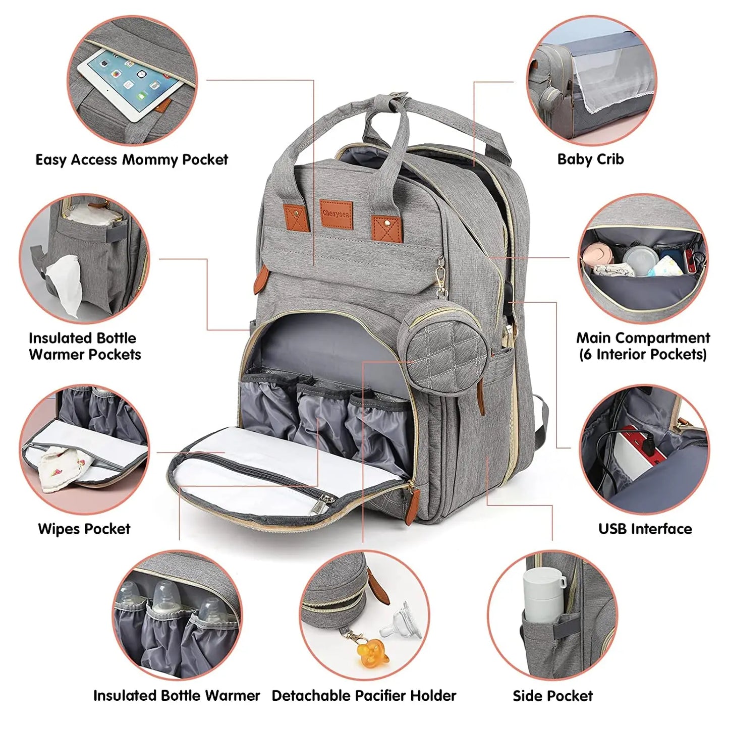 Smart Diaper Bag with Bed