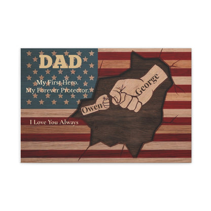 Personalized Patriotic Dad Canvas Gift From Children