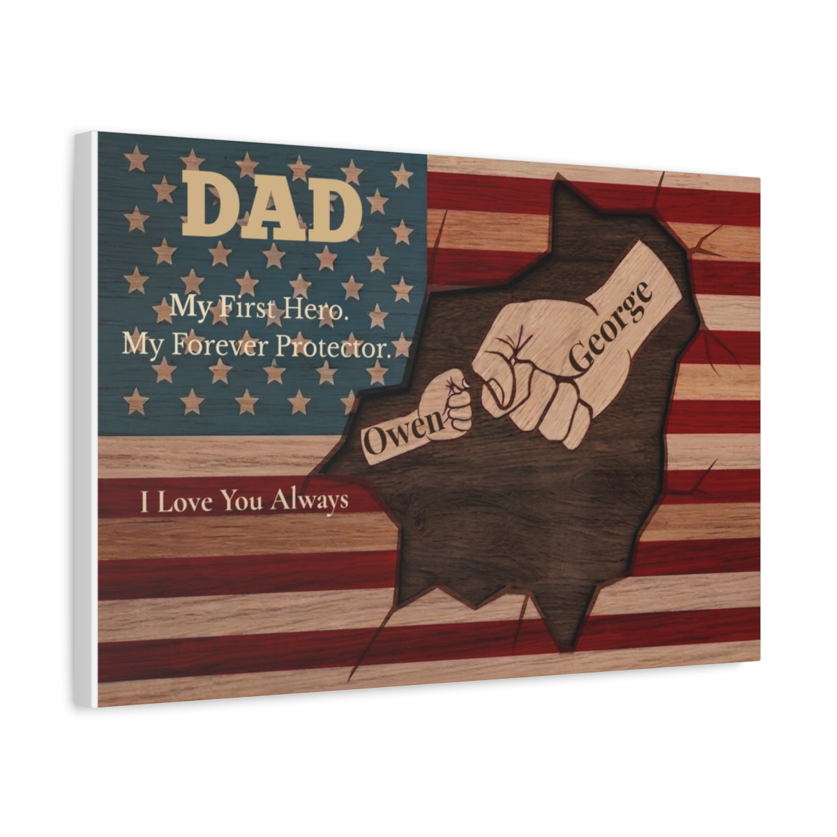 Personalized Patriotic Dad Canvas Gift From Children