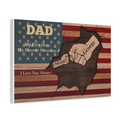 Personalized Patriotic Dad Canvas Gift From Children
