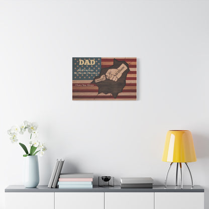 Personalized “Dad, Our First Hero” Patriotic Canvas — Custom Gift From Kids