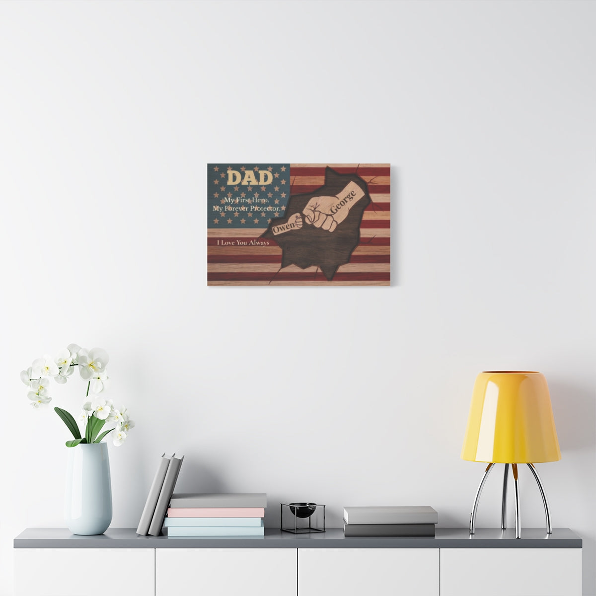 Personalized Patriotic Dad Canvas Gift From Children